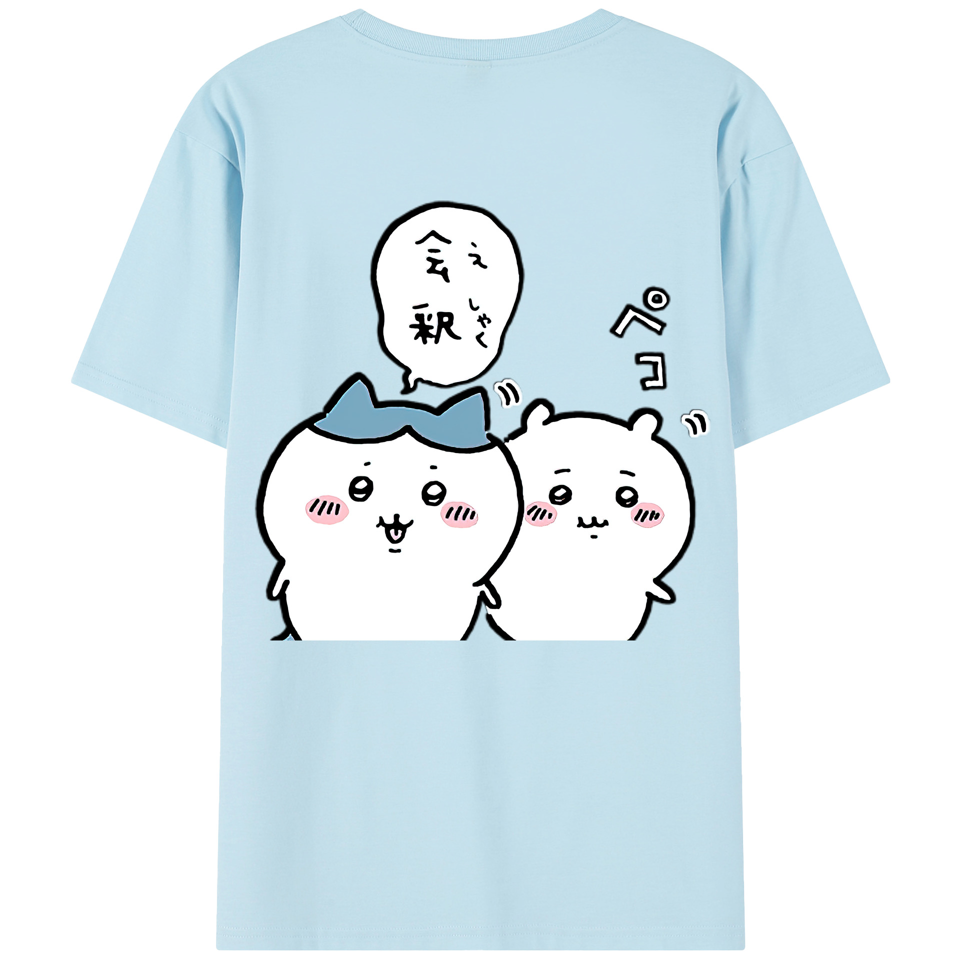 （画像用） ちいかわ ハチワレ Chii-kawa hachiware 綿100％半袖Tシャツ（背面プリント）
